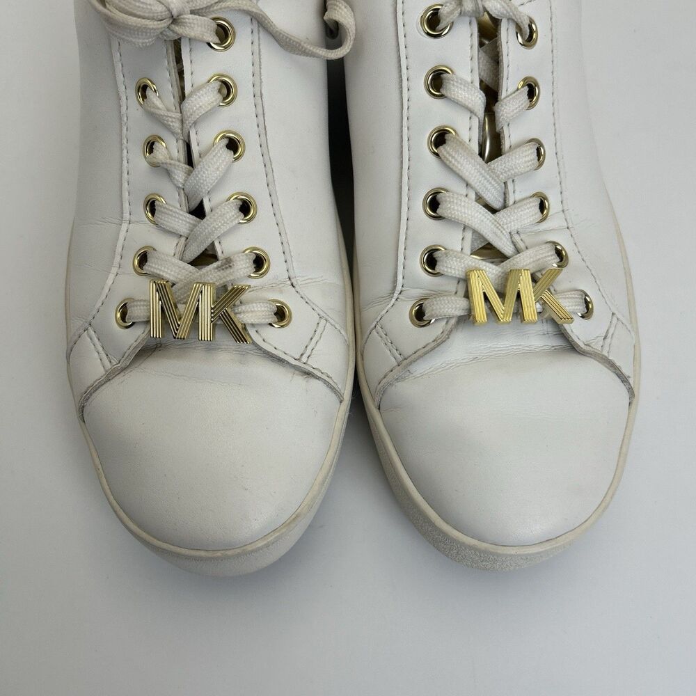 Michael Kors Shea Faux Leather Sneakers Womens Sz 7.5 White Logo Casual Shoes - Picture 7 of 8